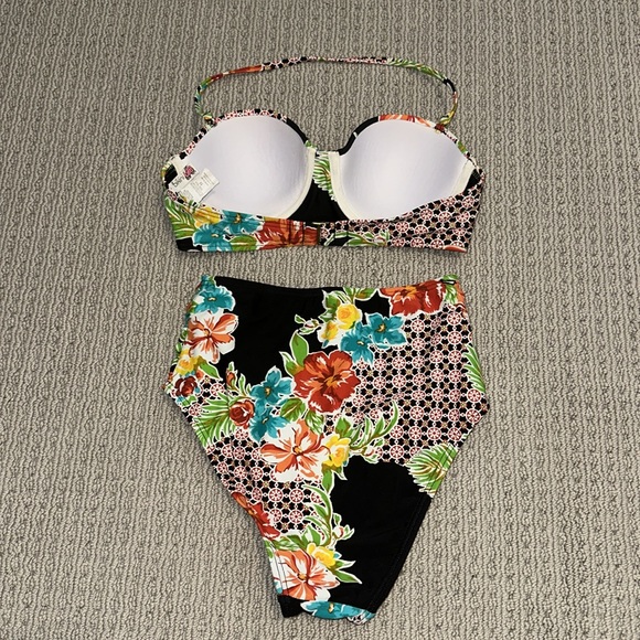 The Bikini Lab Retro High Waist Hawaii Tropical Floral Bikini Top & Bottom (S/M) - Picture 9 of 9